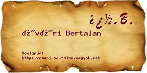 Óvári Bertalan névjegykártya